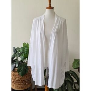 Lunya Pima Open Front Cardigan White One Size Oversized Robe Loungewear